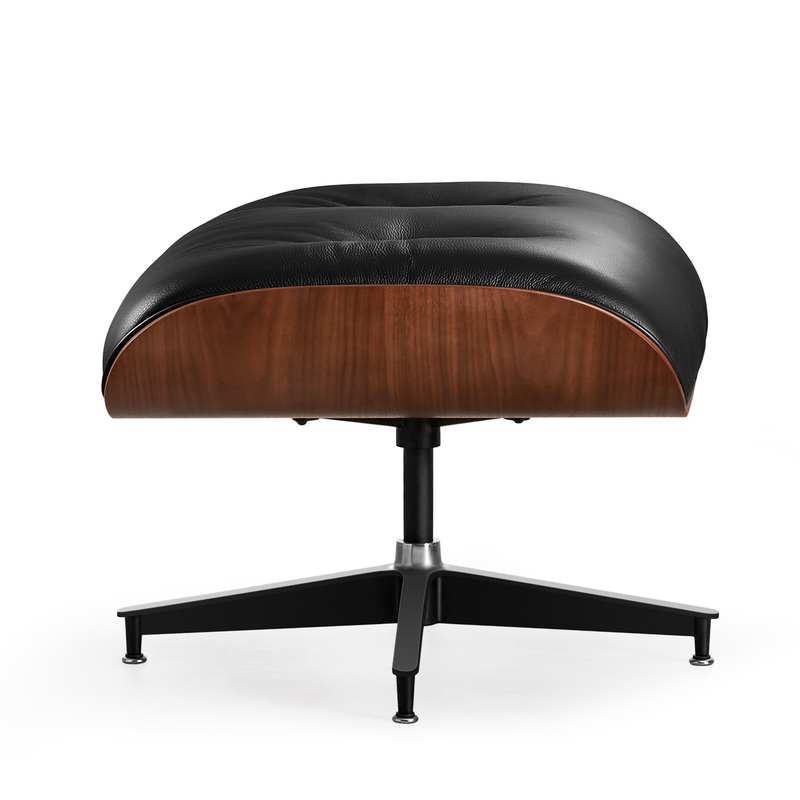 Box Leather Walnut Plywood Lounge Chair and Ottoman - Eames Replica