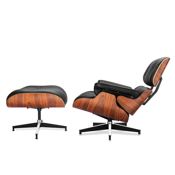 Palisander Plywood Wood Lounge Chair and Ottoman - Eames Replica