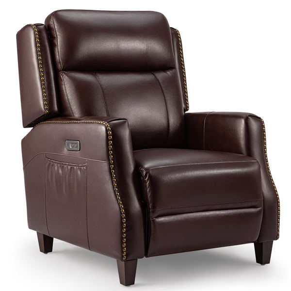 Cottinch Electric Power Lift Recliner Chair, Genuine Leather Functional Lift Reacliner Sofa with Wings