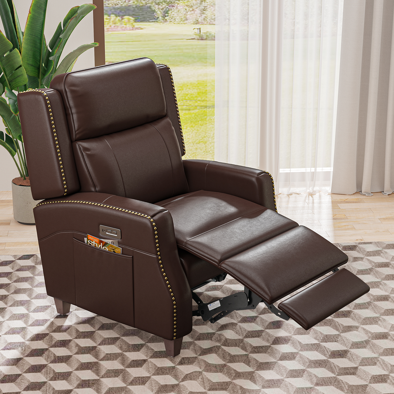 Cottinch Electric Power Lift Recliner Chair, Genuine Leather Functional Lift Reacliner Sofa with Wings