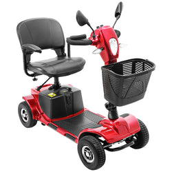 Cottinch 4 Wheels Electric Powered Mobility Scooter with Mirror for Seniors, Gift for Elderly, Red