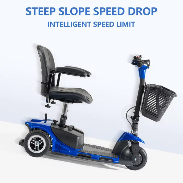 3 Wheels Mobility Scooter Electric Scooter Wheelchair with Basket for Adults Elderly Senior,Blue