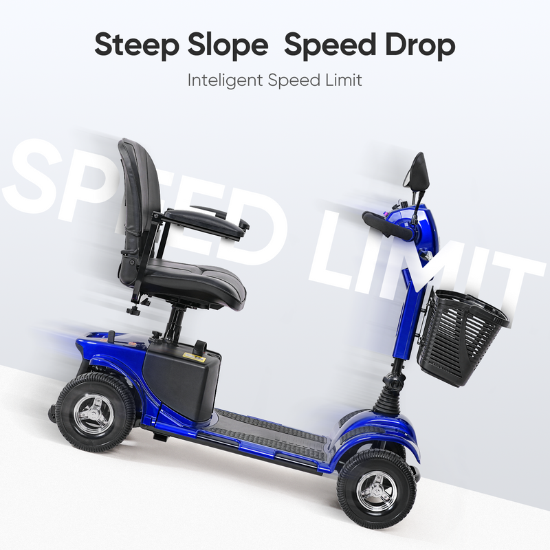 4 Wheel Electric Powered Mobility Scooter for Seniors,Gift for Elderly, Blue