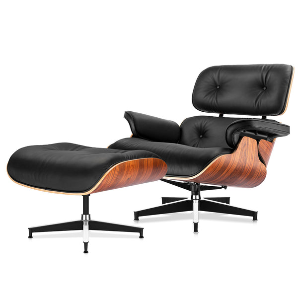 Palisander Plywood Wood Lounge Chair and Ottoman - Eames Replica