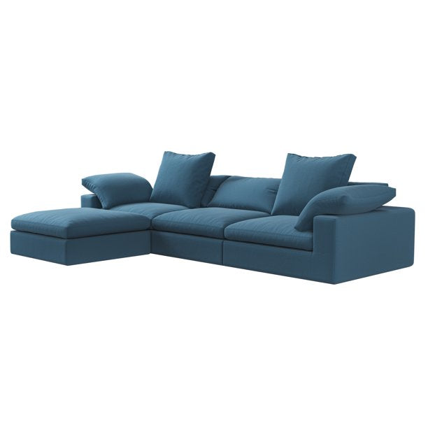 1inchome Cloud Sofa Modern Modular Sectional Sofa 4 Seat, Cushion Covers Removable, High Density Memory Foam, Blue