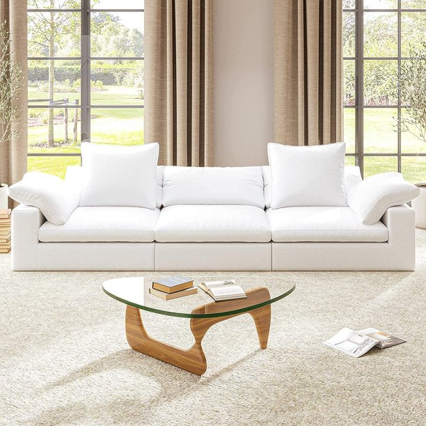 1inchome Cloud Sofa Modern Modular Sectional Sofa of 3 Seat, Cushion Covers Removable, High Density Memory Foam, Two Corners and One Middle Sofa for Living Room, White