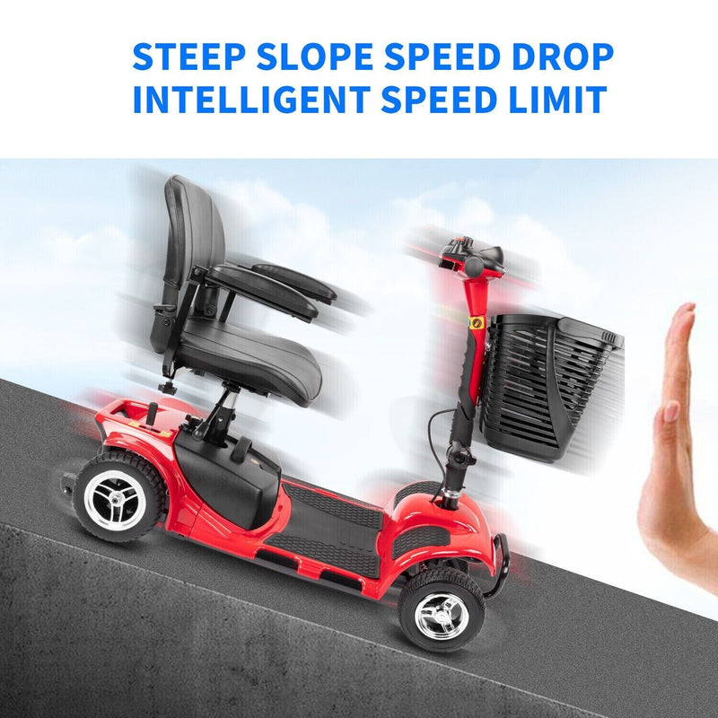1inchome  4 Wheels Mobility Scooter, Electric Powered Wheelchair Device for Travel, Adults, Elderly, Red