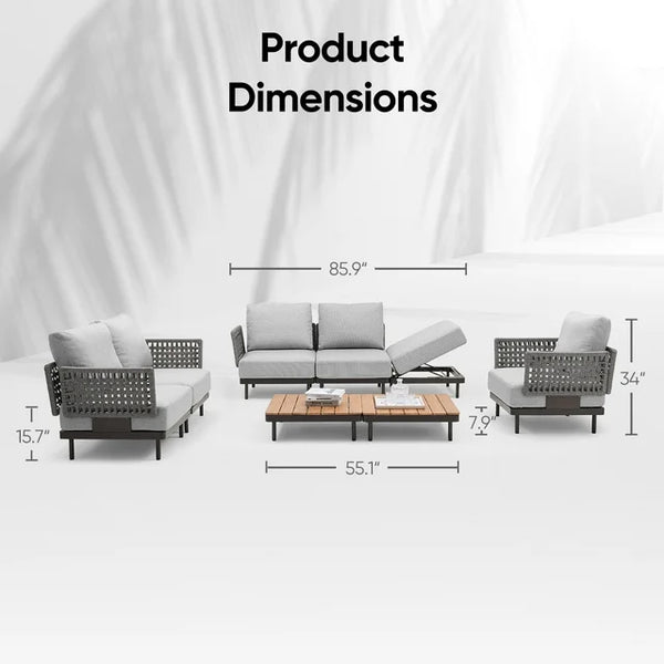 Cottinch 8-Piece Patio Modular Sectional Sofa with 2 Coffee Tables,1 Ottoman,All-Weather Rattan Conversation Set,Gray