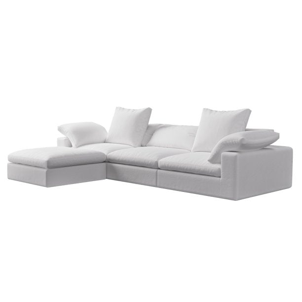 1inchome Cloud Sofa Modern Modular Sectional Sofa 4 Seat, Cushion Covers Removable, High Density Memory Foam, White