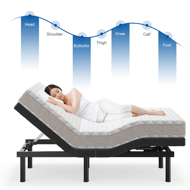 Twin XL Adjustable Bed Base Bed Frame with Head and Foot Tilt,USB Ports,Zero Gravity Position,Without Mattress