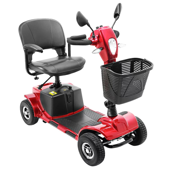 4 Wheel Mobility Scooter for Seniors,Adults,Elderly,Folding Mobility Scooter with Rearview Mirror,Max Weight 260lbs,Red
