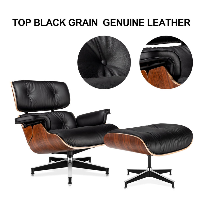 Mid Century Chaise Lounge Chair, Modern Leather Comfy Sofa for Living Room, Office, Study