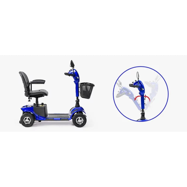 Mobility Scooter 4 Wheels Folding Scooter Electric Power Scooter with Rearview Mirror for Adults Senior Elderly,Blue
