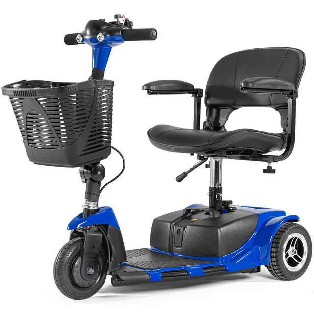 3 Wheels Mobility Scooter Electric Scooter Wheelchair with Basket for Adults Elderly Senior,Blue