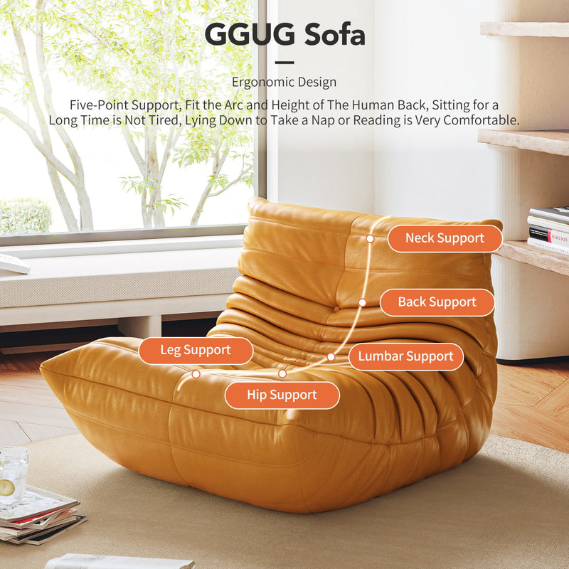 GGUG Memory Foam Bean Bag Lounge Chair, Armless Comfy Accent Chair for Reading, Meditating, Orange