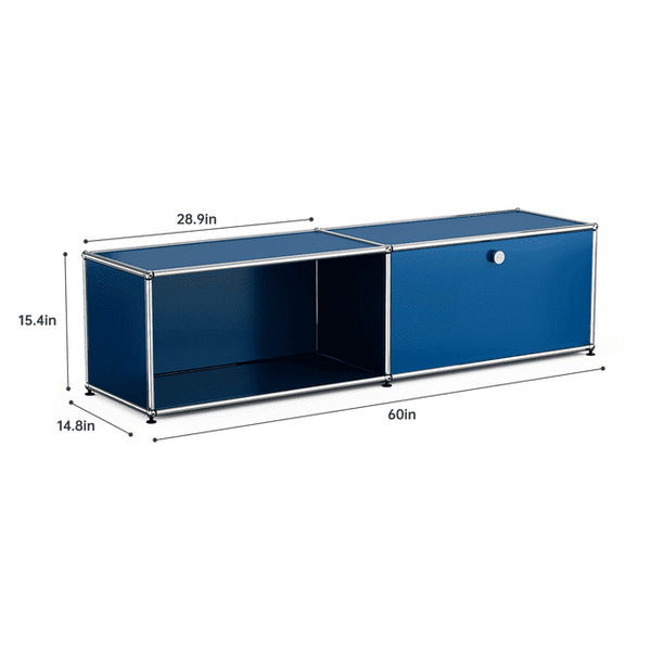Metal Storage Cabinet with Door,Stainless Steel Storage Organizer Free Standing Book Shelf for Office Home,Blue