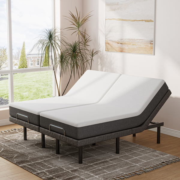 Cottinch Adjustable Bed Base Frame Split King for Stress Management with Massage, Remote Control