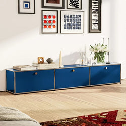 Freestanding Metal Storage Cabinets with Doors,Stainlesss Steel Storage Cabinet Closet Organizers for Home Office Blue