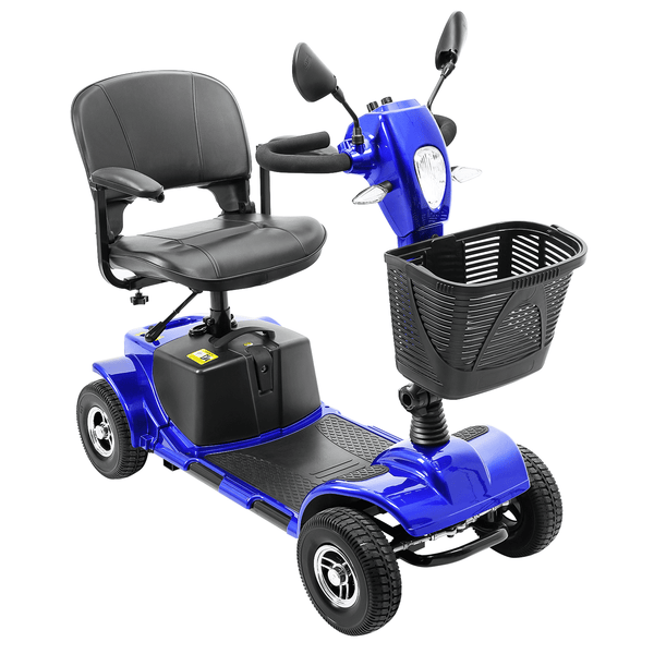 Furgle 4-Wheel Electric Mobility Scooter,Travel Wheelchair w/Front Basket & Light for Elderly Senior Adults Blue