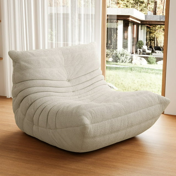 GGUG Memory Foam Lazy Sofa, Comfortable Back Support Floor Chair, Comfy for Reading Game Meditating , Mohai White