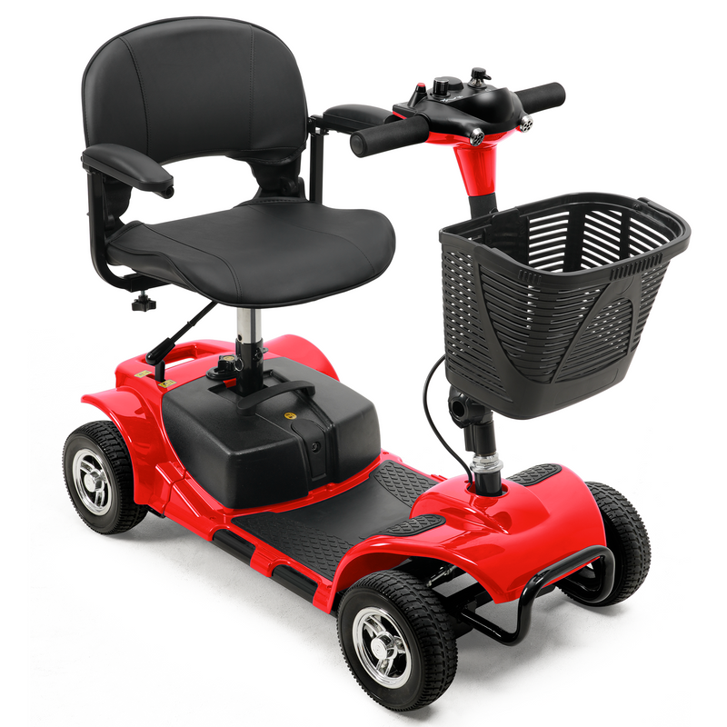 Cottinch 4 Wheels Mobility Scooter, Electric Powered Wheelchair Device for Travel, Adults, Elderly, Red
