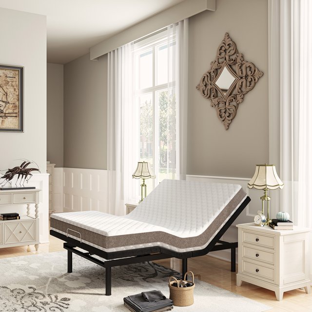Queen Adjustable Bed Base with Remote,Vibration Massage,Incline,Queen Bed Frame Electric Adjustable Bed Frame for Bedroom