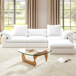 1inchome Cloud Sofa Modern Modular Sectional Sofa 4 Seat, Cushion Covers Removable, High Density Memory Foam, White