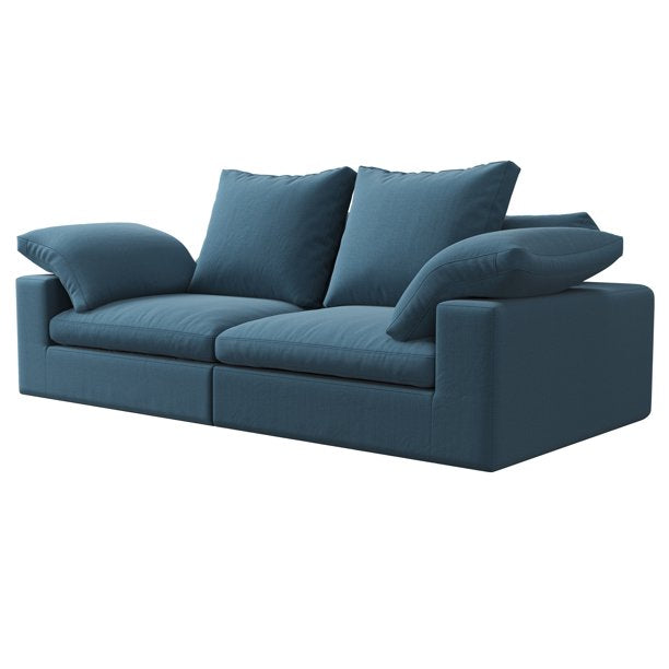 1inchome Cloud Sofa Modern Modular Sectional Sofa of 2 Seat, Cushion Covers Removable, High Density Memory Foam, Two Corners Sofa for Living Room, Loveseat, Blue