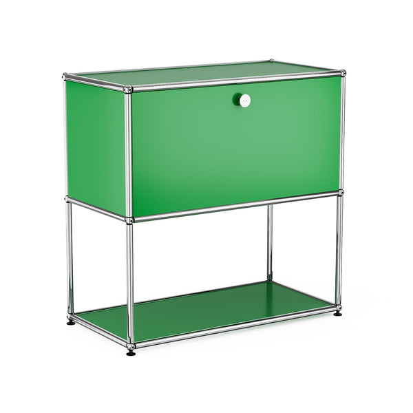 2 Tier Metal Storage Cabinet with Open Cube,Free Standing Storage Organizer,Floor Storage Cabinet for Living Room,Home Office,Green - furglestore